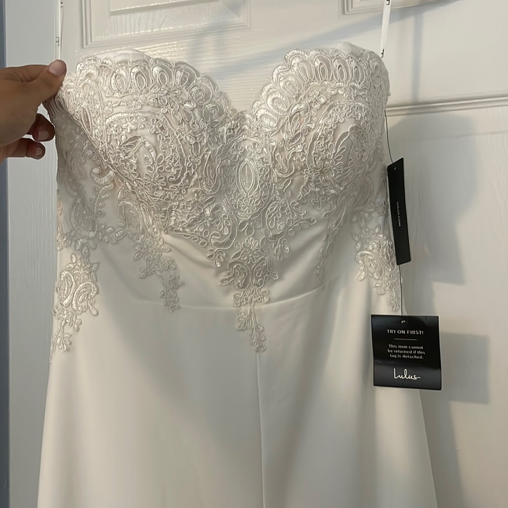 Lulus white jumpsuit with lace detail